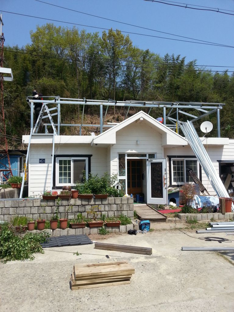 슬라브 옥상 시공 중 입니다